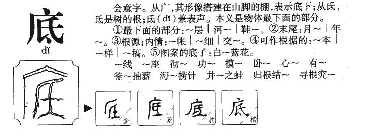 底字组词(汉字底组词)