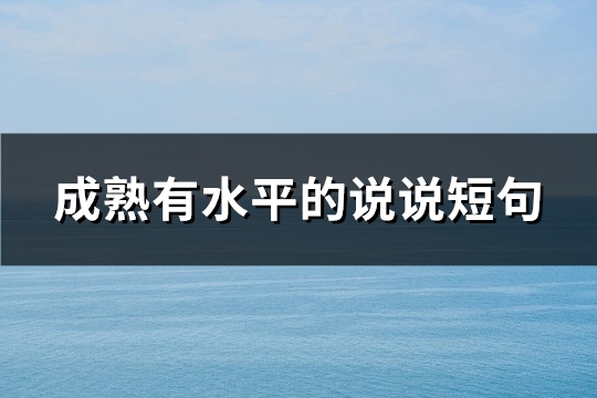成熟有水平的说说短句(精选102句) 成熟有水平的说说短句(精选102句)